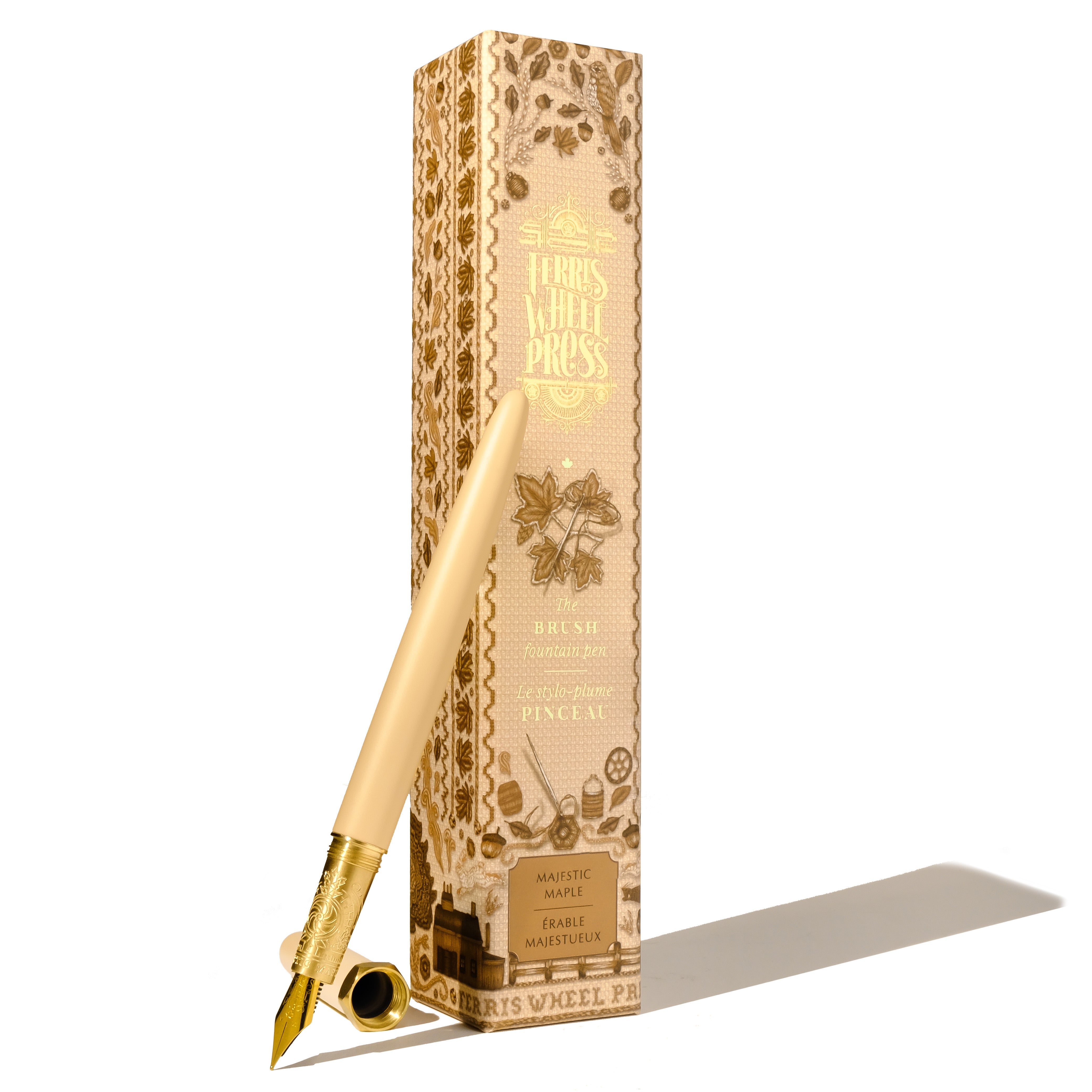 Majestic Maple Satin Series Brush Fountain Pen - Gold Plated Nib